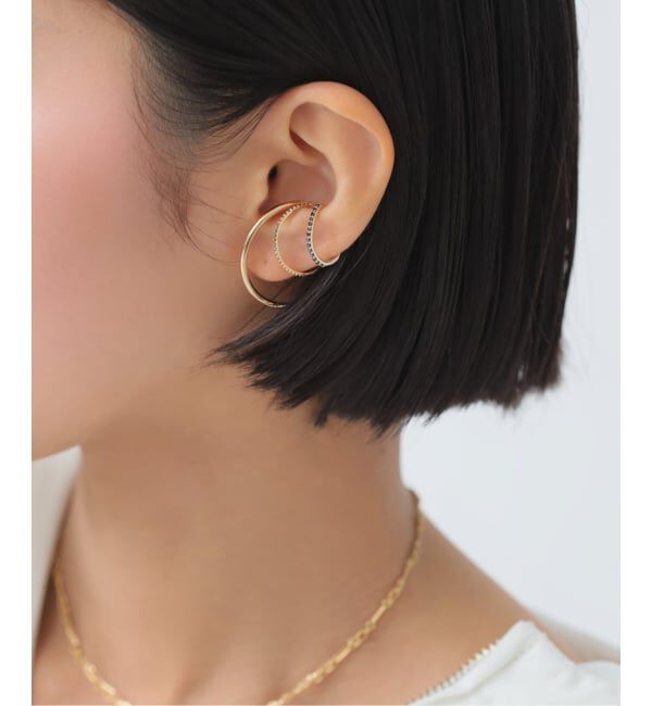 Lilas by Spick&Span「オーバルブラックダイヤエタニティーイヤーカフK10（片耳）」|イヤーカフ|