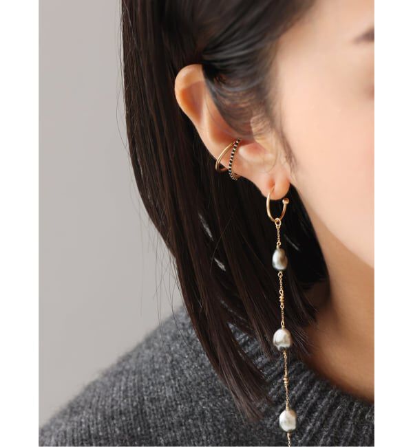 Lilas by Spick&Span「オーバルブラックダイヤエタニティーイヤーカフK10（片耳）」|イヤーカフ|