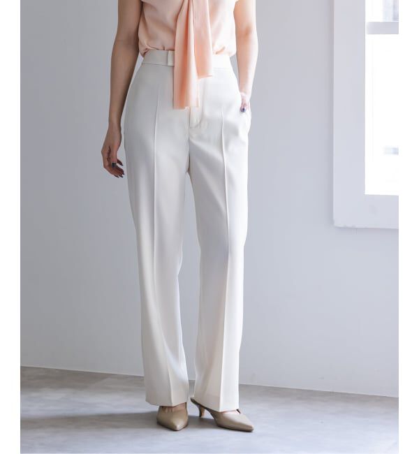 NOBLE「ツイルクロスストレートパンツ」|スラックス|ホワイト A