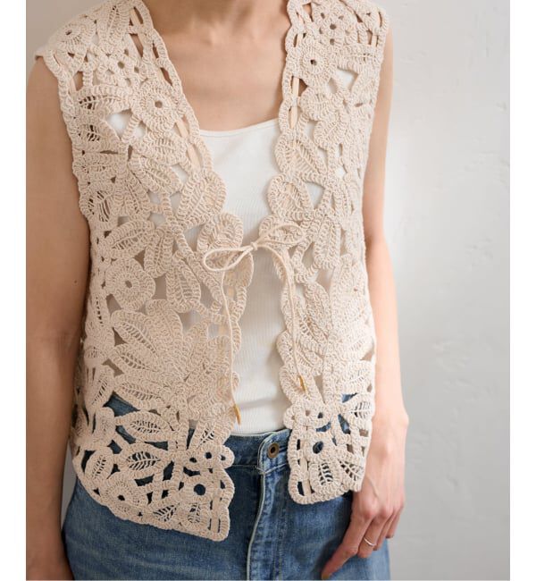 FRAMeWORK「≪追加予約≫コットンレースエンブロイダリーVEST」|ダウンベスト・ベスト|