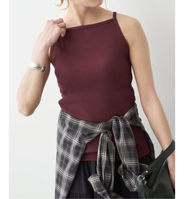 Spick and Span「《予約》カップ付きT/Cボートネックキャミ」|キャミソール|