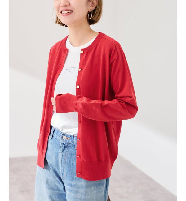 FRAMeWORK「CO/PL 18Gクルーカーディガン」|カーディガン|レッド