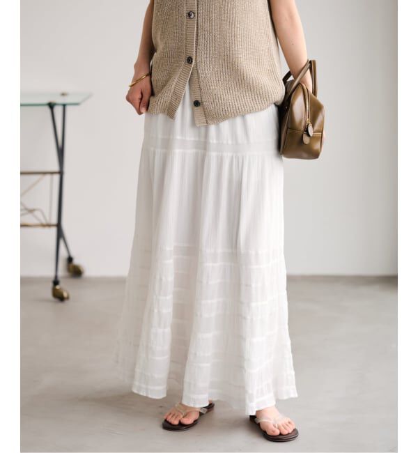 FRAMeWORK「≪追加予約≫コットンメッシュ切り替えスカート 2」|スカート|