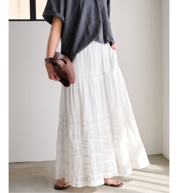 FRAMeWORK「≪追加予約≫コットンメッシュ切り替えスカート 2」|スカート|