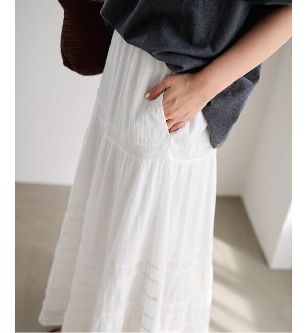FRAMeWORK「≪追加予約≫コットンメッシュ切り替えスカート 2」|スカート|