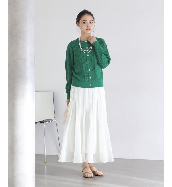  「【洗える】ケーブルニットカーディガン」|カーディガン|