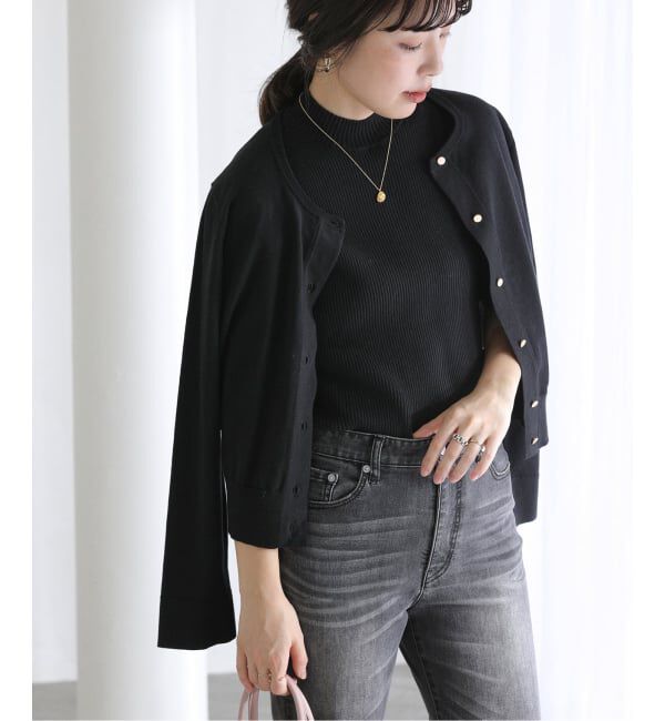  「【洗える】ウォッシャブルコットン混アンサンブル」|ニット・セーター|ブラック