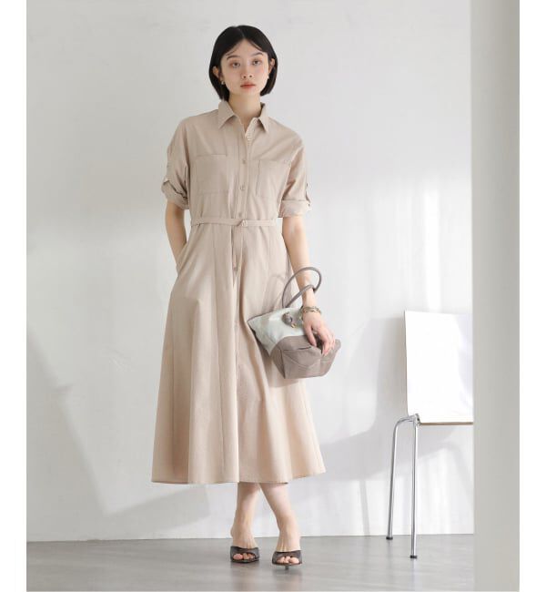  「【洗える】リベットシャツワンピース」|ワンピース|