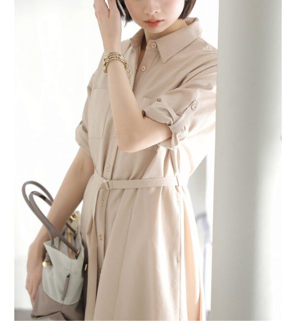  「【洗える】リベットシャツワンピース」|ワンピース|