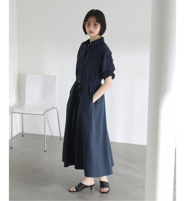  「【洗える】リベットシャツワンピース」|ワンピース|