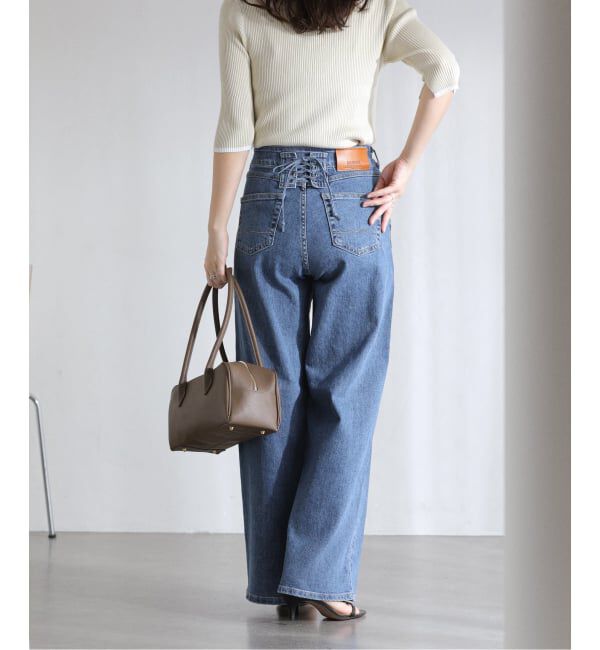  「【洗える】SOMETHING / サムシング LISA LACE UP WIDE」|デニム|