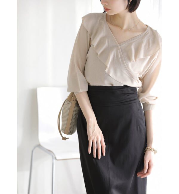  「【洗える】フリルニット」|ニット・セーター|