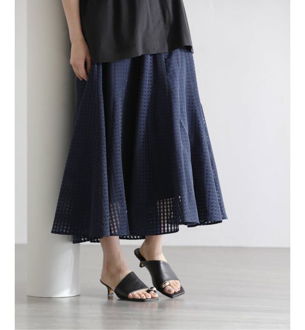  「【洗える】シアーチェックパネルスカート」|スカート|