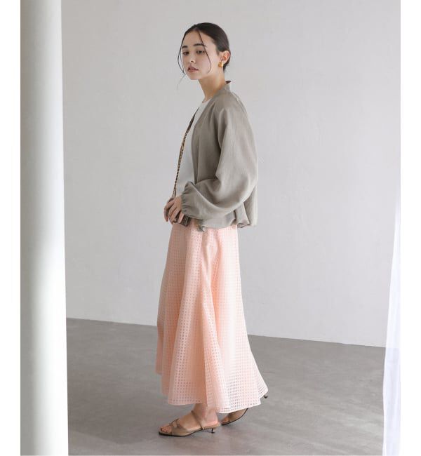 「【洗える】シアーチェックパネルスカート」|スカート|