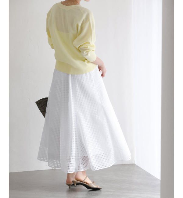  「【洗える】シアーチェックパネルスカート」|スカート|