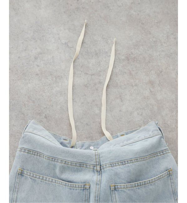  「【洗える】ドロストワイドデニムパンツ」|デニム|