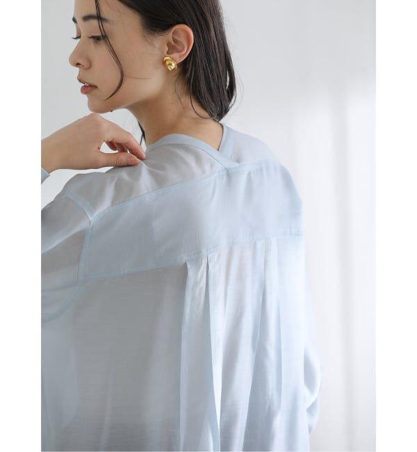  「【洗える】Vネックシアーシャツ」|シャツ・ブラウス|