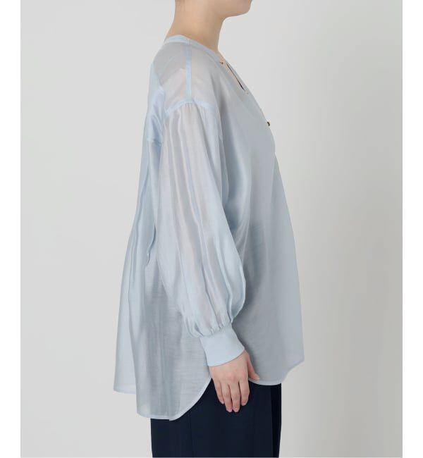  「【洗える】Vネックシアーシャツ」|シャツ・ブラウス|