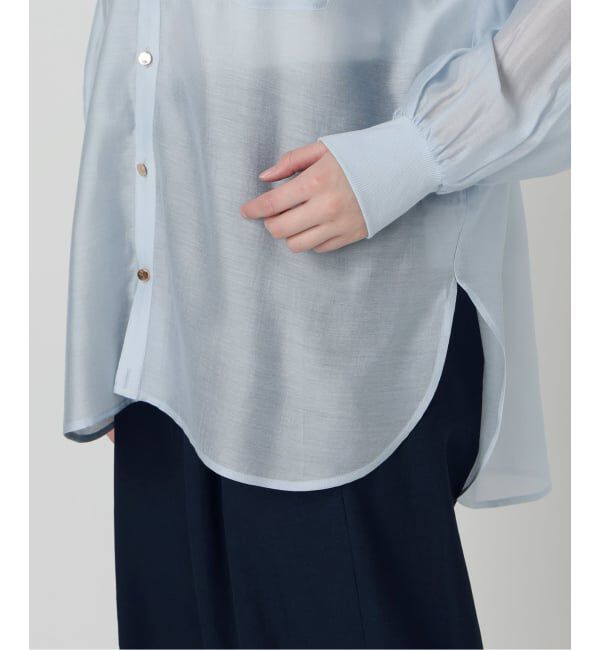  「【洗える】Vネックシアーシャツ」|シャツ・ブラウス|