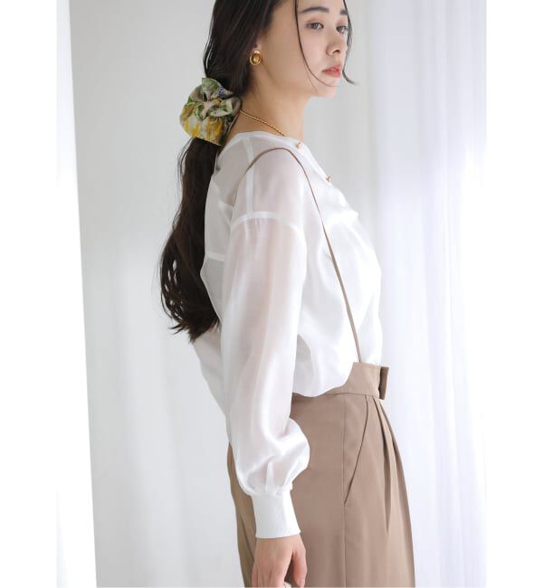  「【洗える】Vネックシアーシャツ」|シャツ・ブラウス|