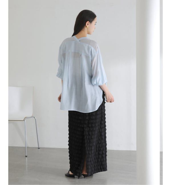  「【洗える】Vネックシアーシャツ」|シャツ・ブラウス|