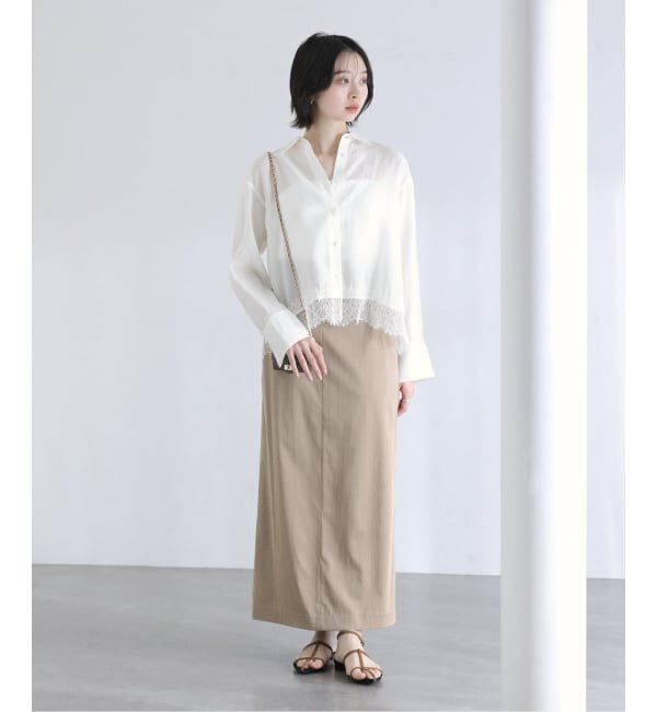  「【洗える】レーストリミングシャツ」|シャツ・ブラウス|