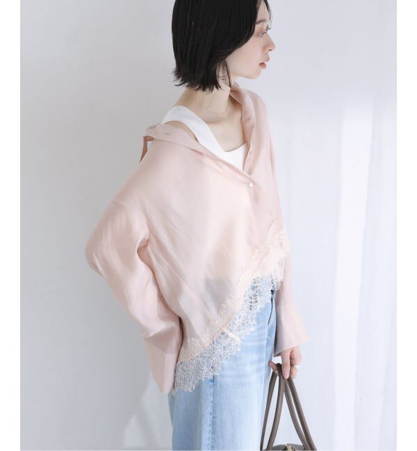  「【洗える】レーストリミングシャツ」|シャツ・ブラウス|