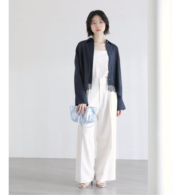  「【洗える】レーストリミングシャツ」|シャツ・ブラウス|