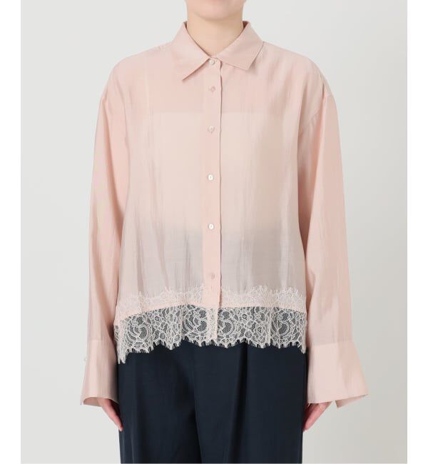 「【洗える】レーストリミングシャツ」|シャツ・ブラウス|