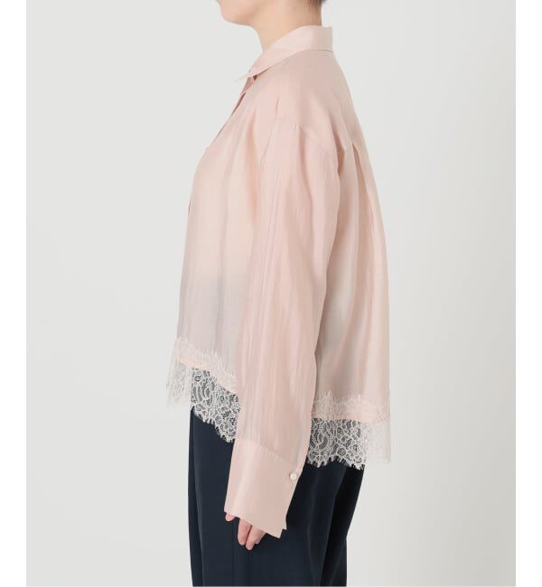  「【洗える】レーストリミングシャツ」|シャツ・ブラウス|