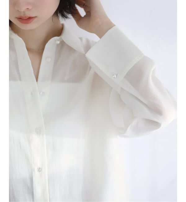  「【洗える】レーストリミングシャツ」|シャツ・ブラウス|