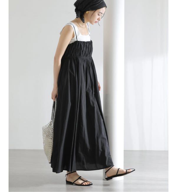  「《WEB限定予約》【洗える】ギャザーキャミワンピース」|ワンピース|ブラック