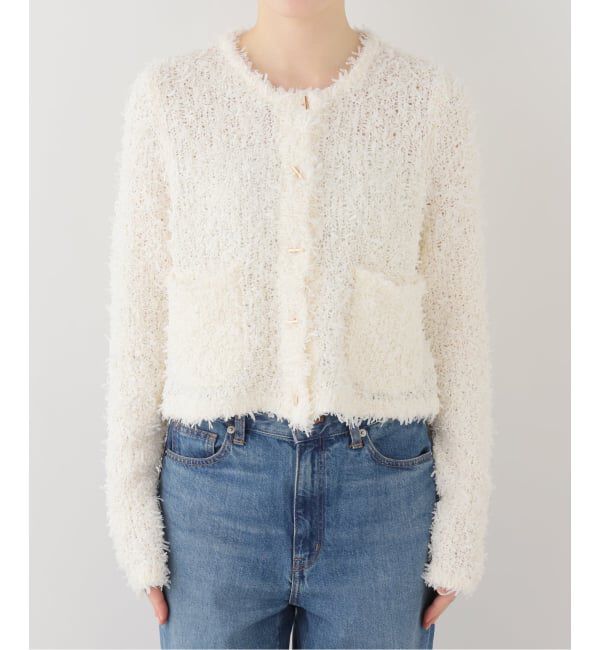  「【洗える】ツイードニットカーディガン」|カーディガン|