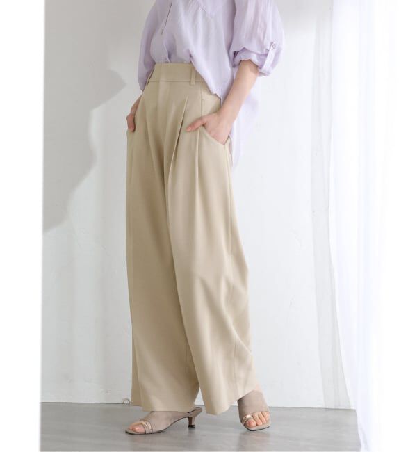  「【洗える】タックポケットワイドパンツ」|スラックス|