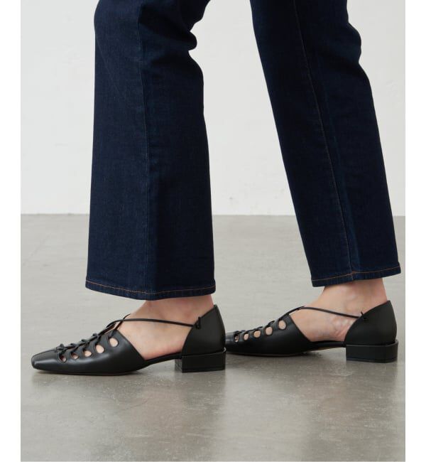 GRISE「GRISEレザースクエアカットワークレースアップフラット」|その他|