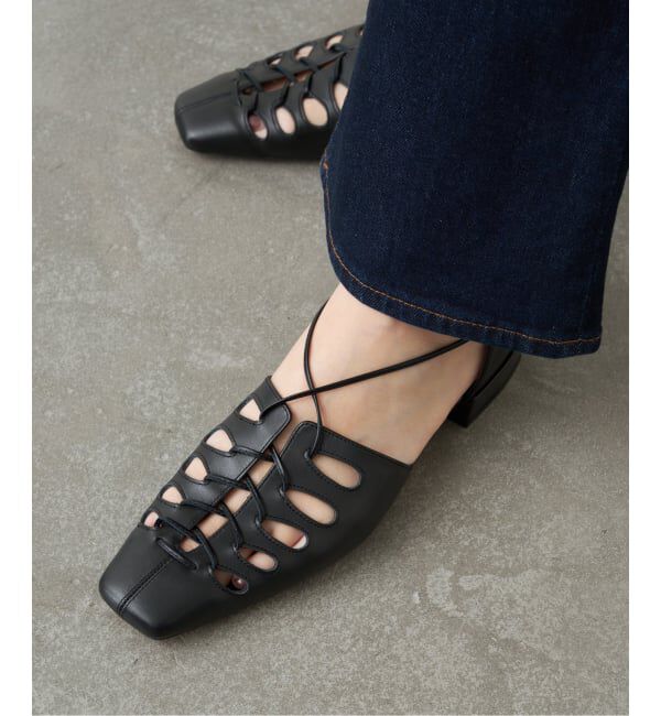 GRISE「GRISEレザースクエアカットワークレースアップフラット」|その他|