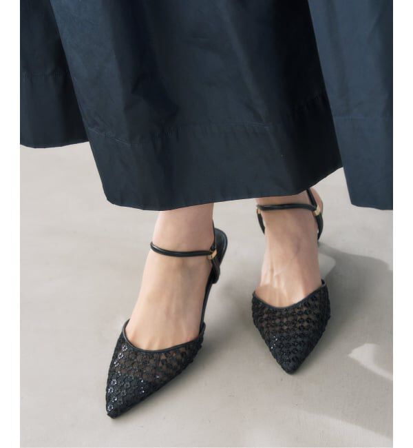  「5cmポインテッドフラワースパンコールミュール」|パンプス|