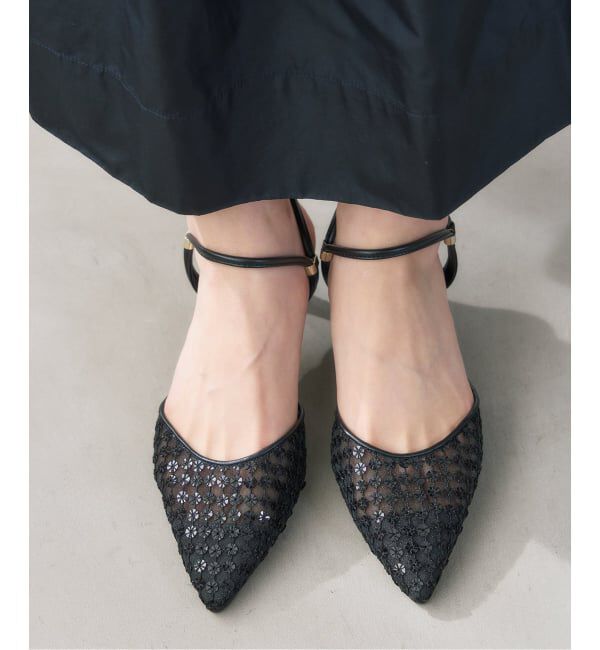 「5cmポインテッドフラワースパンコールミュール」|パンプス|