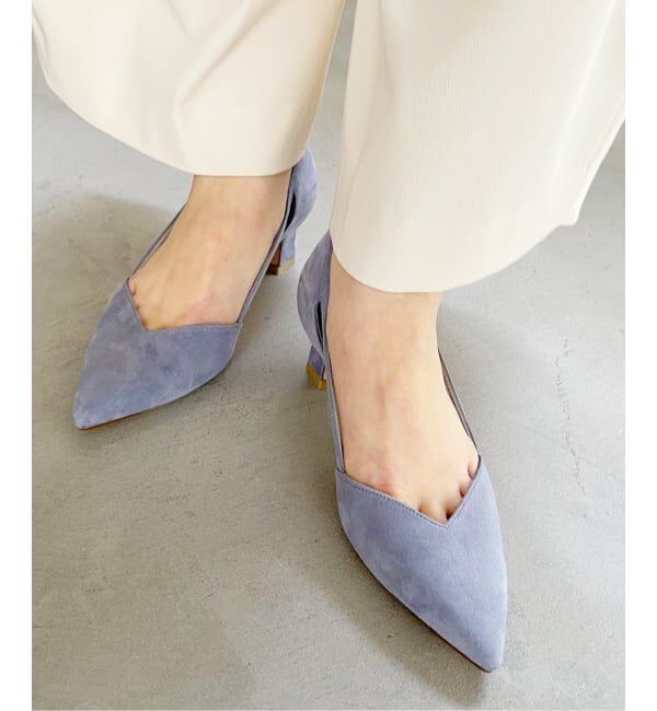  「5cmポインテッドサイドオープンパンプス」|パンプス|サックスブルー