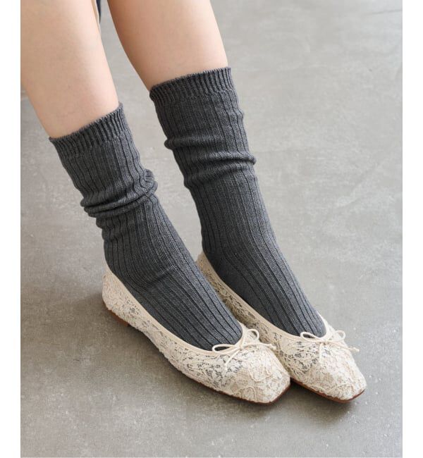  「piedinudi /ピエディヌーディSIMPLE RIB」|ソックス|グレー