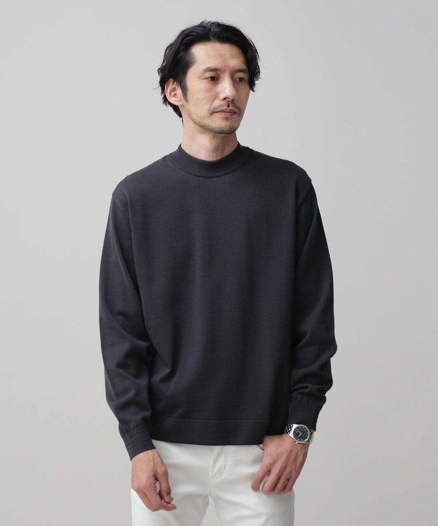 nano･universe「LB.03/「タフニット」モックネック」|ニット・セーター|チャコール3