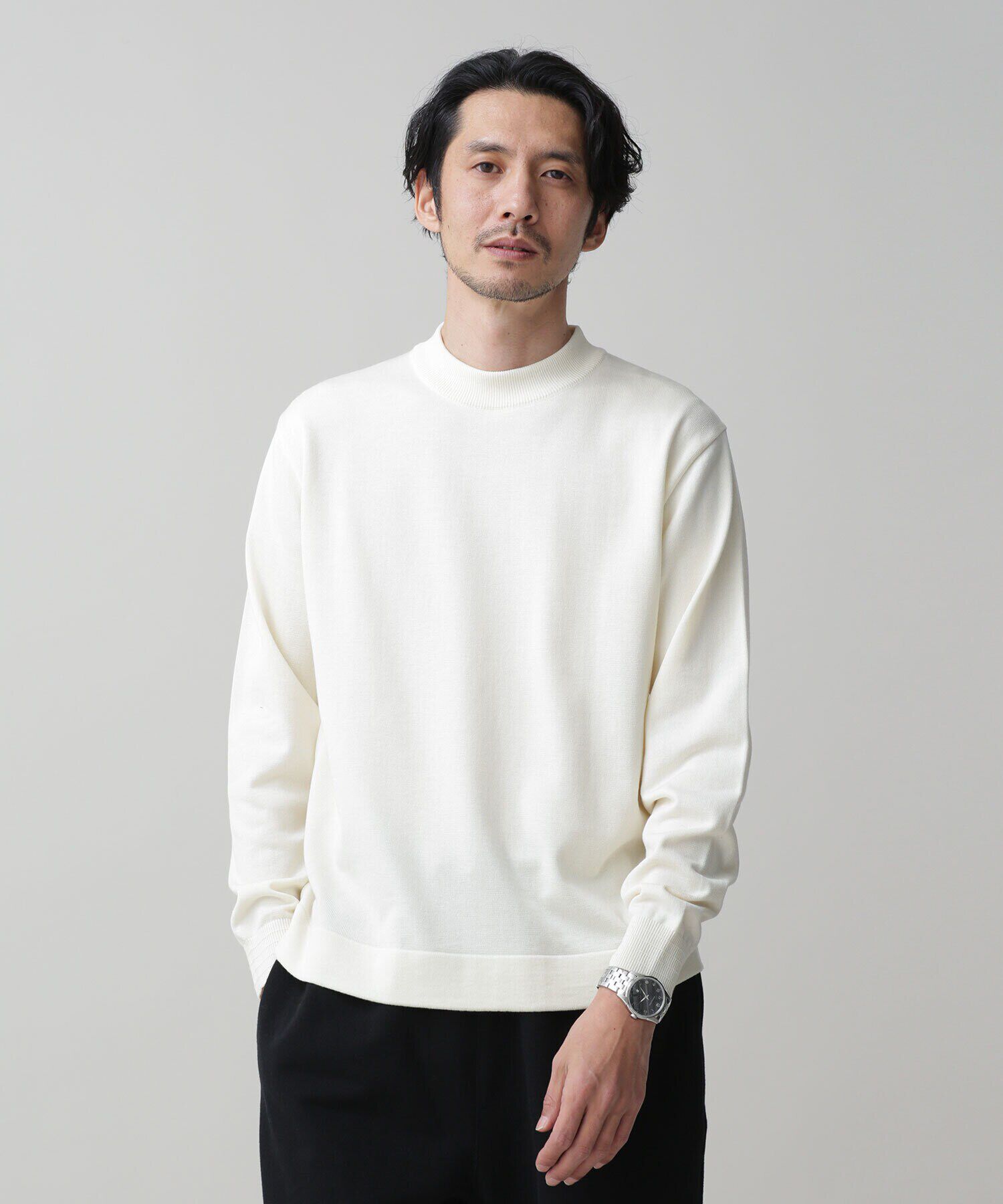 nano･universe「LB.03/「タフニット」モックネック」|ニット・セーター|アイボリー7