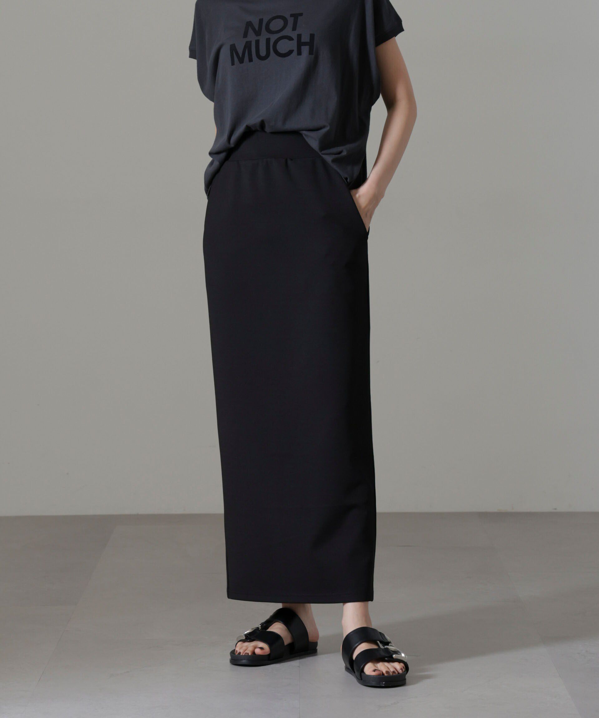 nano･universe「ポンチカットIラインマキシスカート」|スカート|ブラック