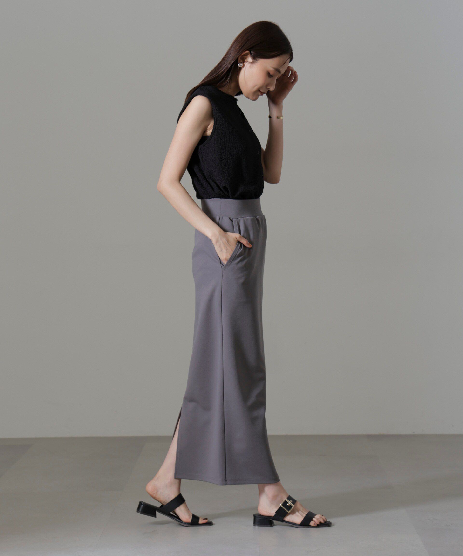 nano･universe「ポンチカットIラインマキシスカート」|スカート|