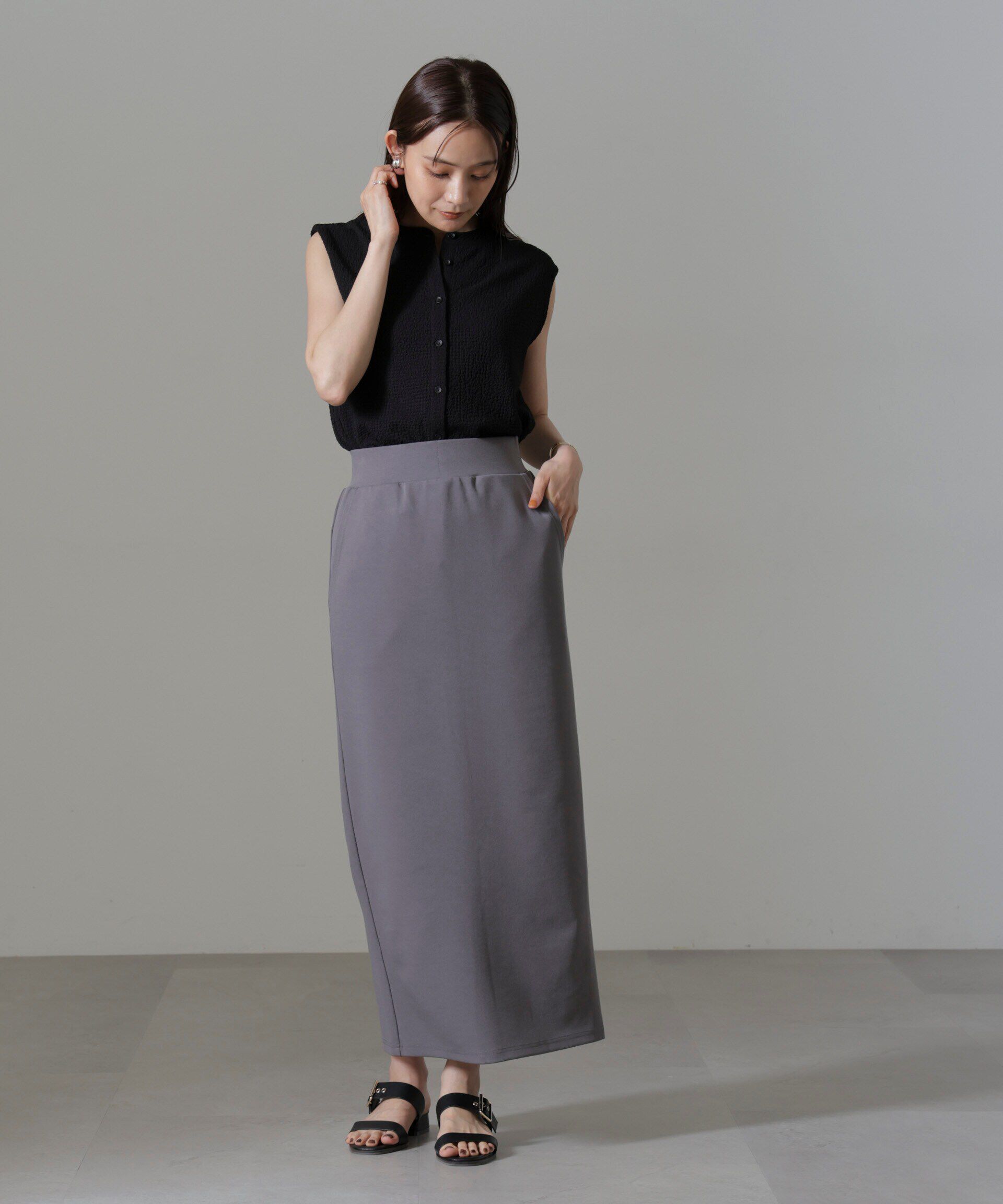 nano･universe「ポンチカットIラインマキシスカート」|スカート|