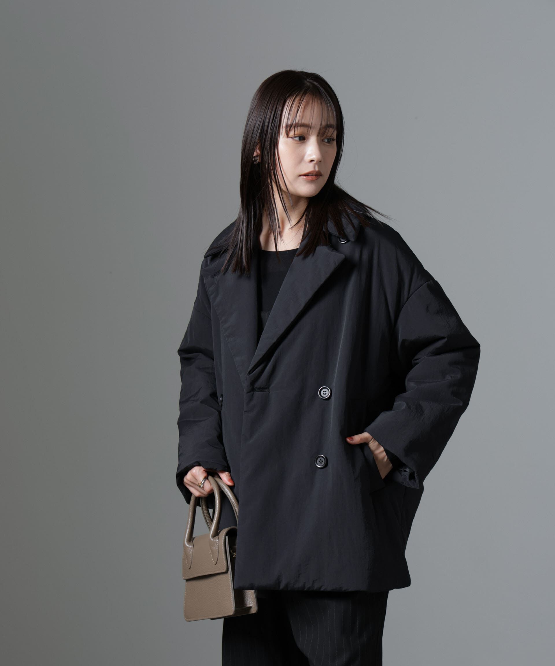 nano･universe「ETHERMALOFT(R)中綿ミドル丈タブルコート」|ブルゾン・スタジャン|