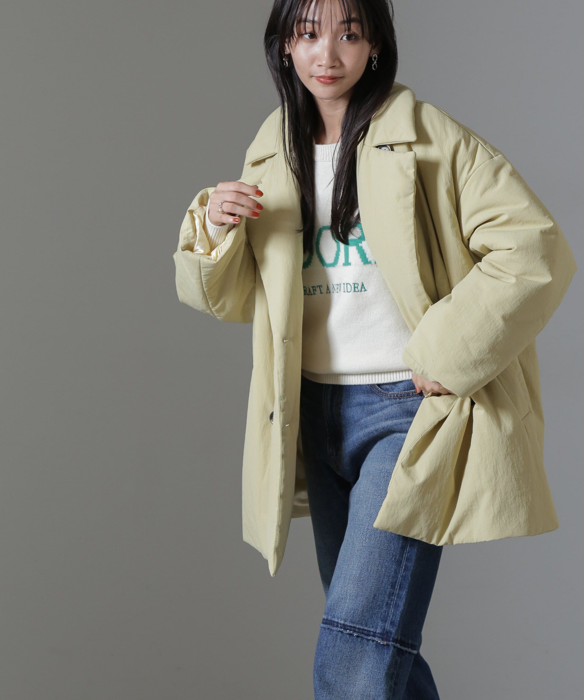 nano･universe「ETHERMALOFT(R)中綿ミドル丈タブルコート」|ブルゾン・スタジャン|