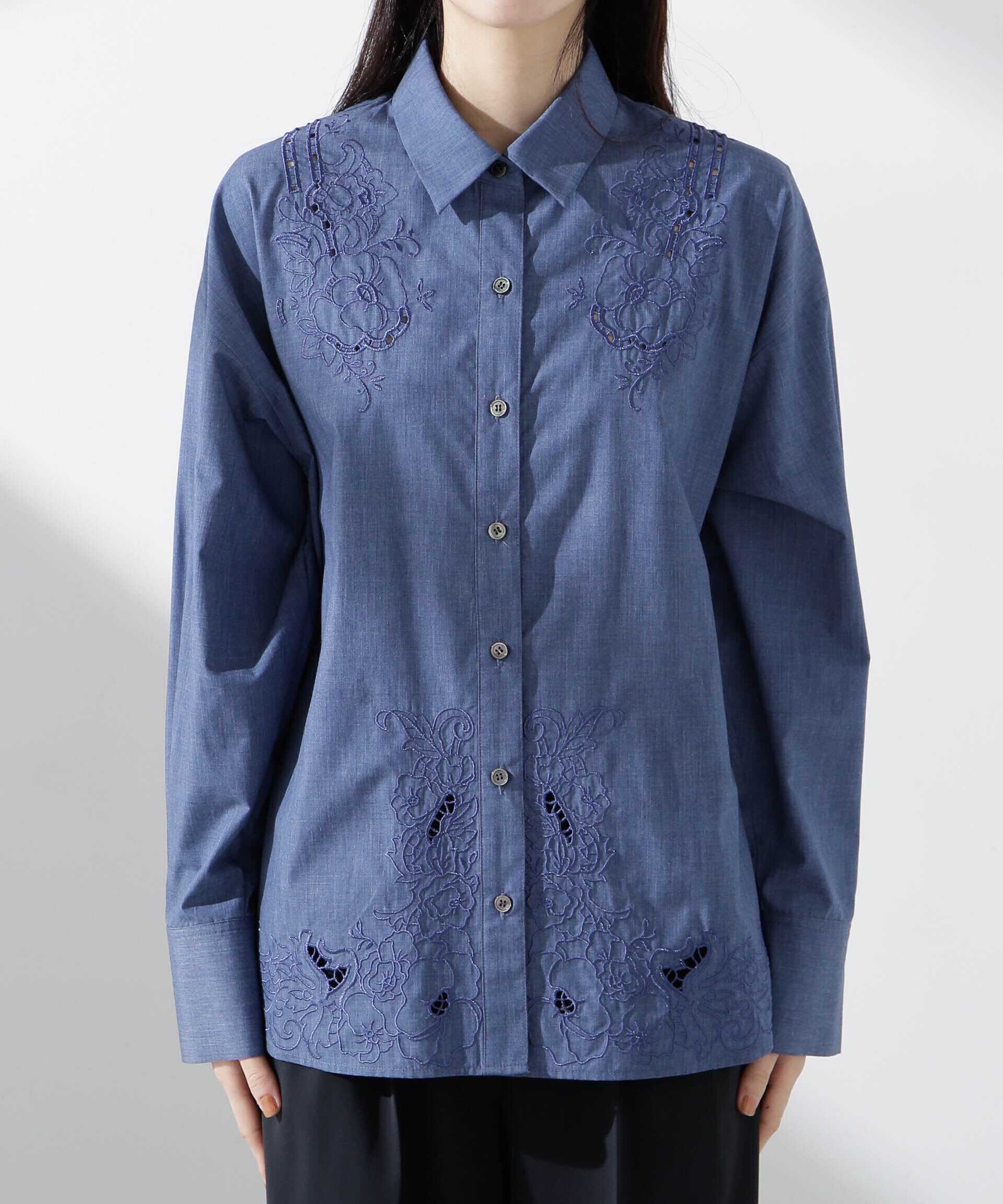 nano･universe「カットワークレースオーバーサイズシャツ」|シャツ・ブラウス|