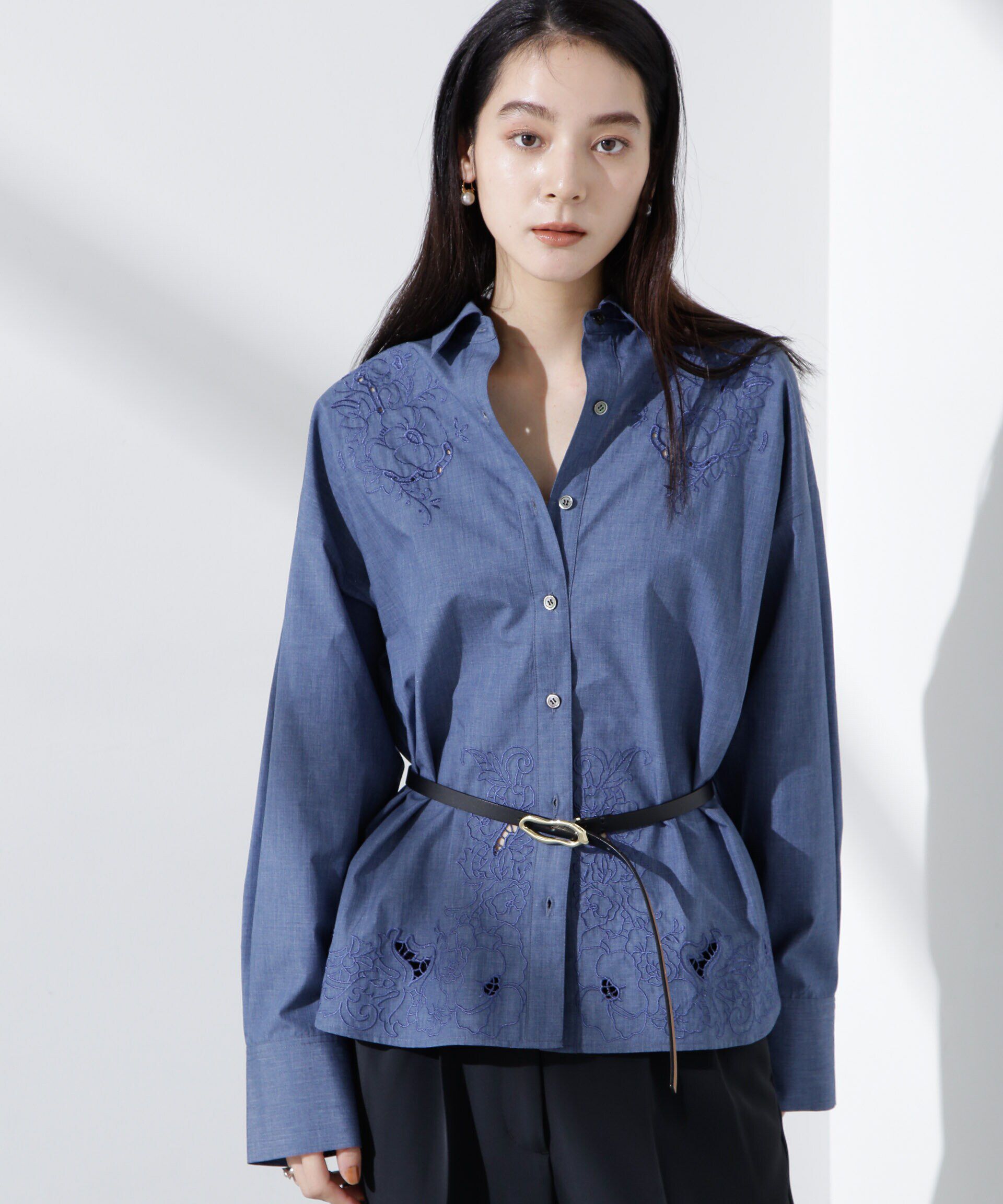 nano･universe「カットワークレースオーバーサイズシャツ」|シャツ・ブラウス|