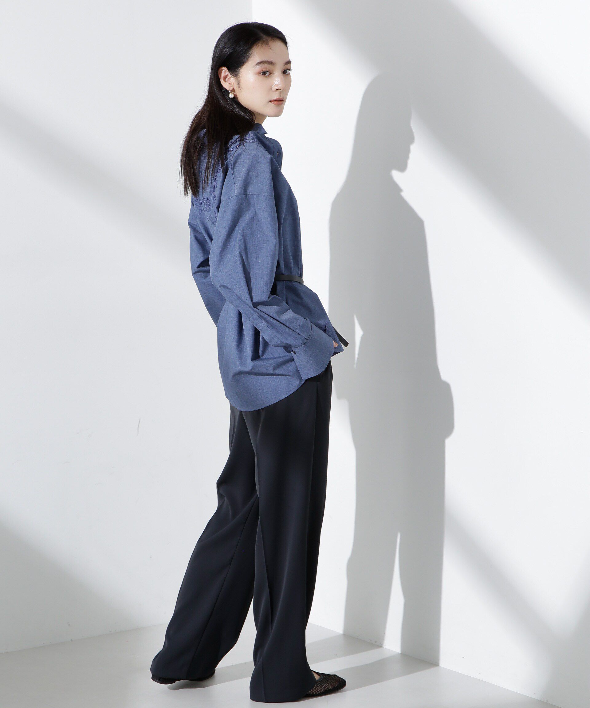 nano･universe「カットワークレースオーバーサイズシャツ」|シャツ・ブラウス|